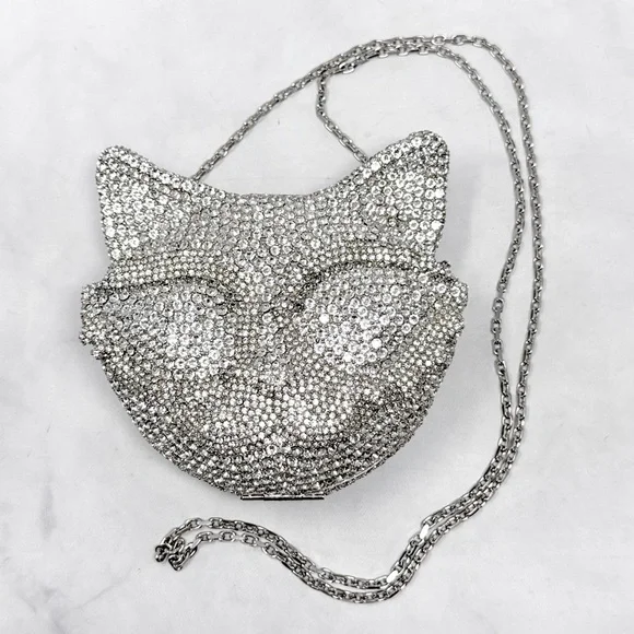 Roger Vivier Swarovski Crystal Embellished Fox Evening Clutch Purse Bag Rare Cat - Picture 3 of 16